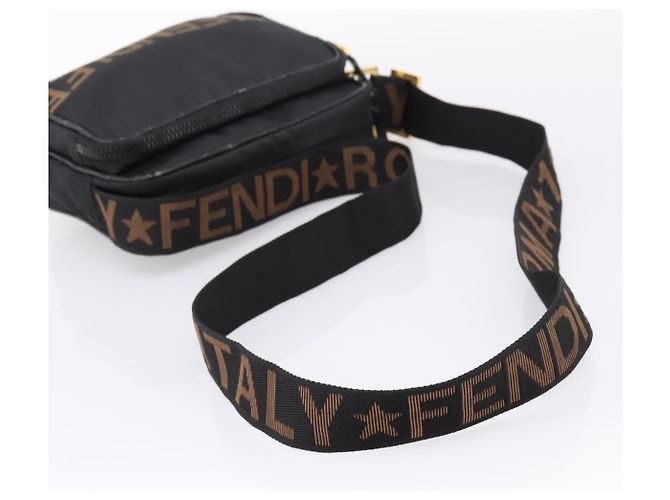 FENDI Shoulder Bag Canvas Black Gold - vista 7