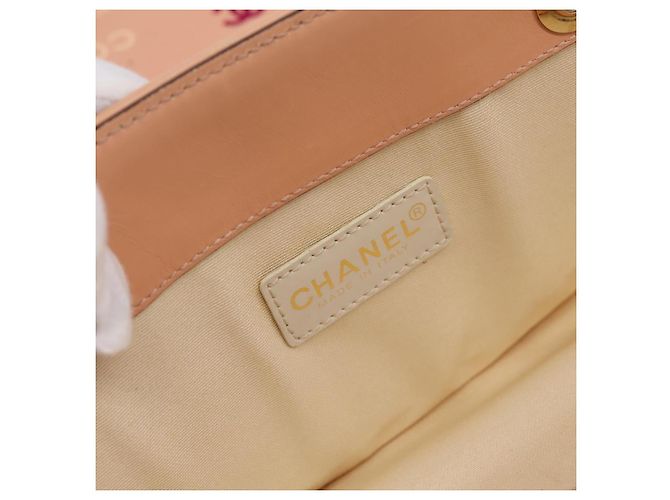 CHANEL Chain Tote Bag Canvas Pink Gold CC - vista 10