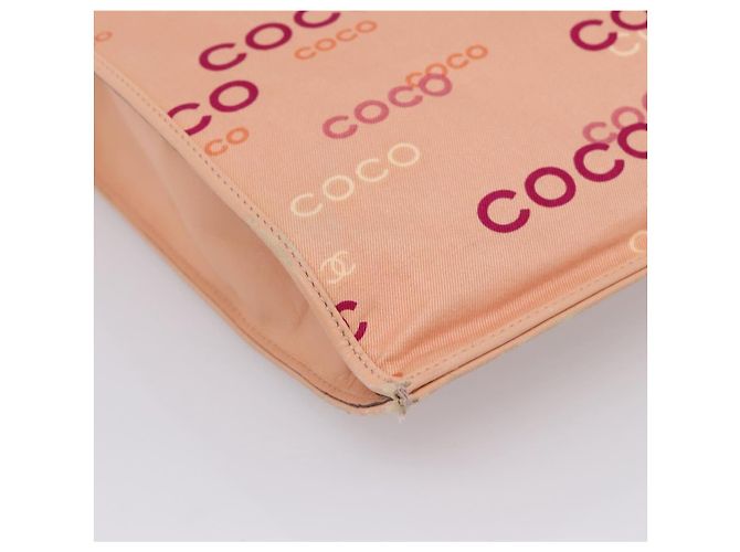 CHANEL Chain Tote Bag Canvas Pink Gold CC - vista 14