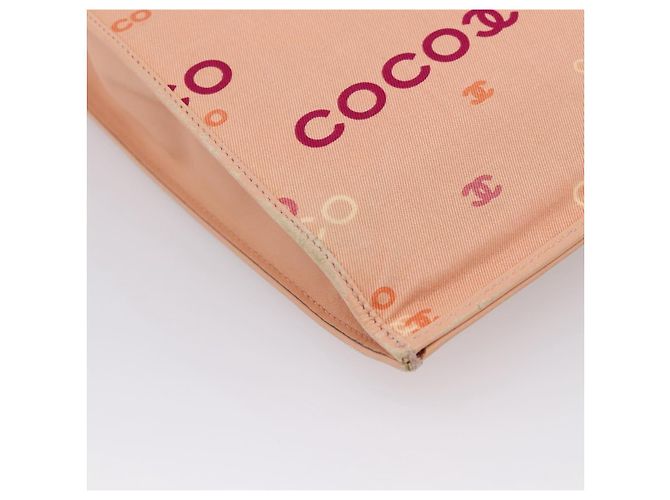 CHANEL Chain Tote Bag Canvas Pink Gold CC - vista 16