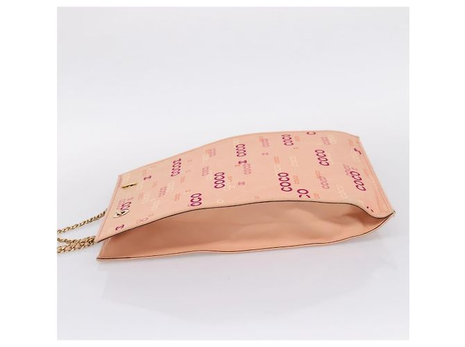 CHANEL Chain Tote Bag Canvas Pink Gold CC - vista 3