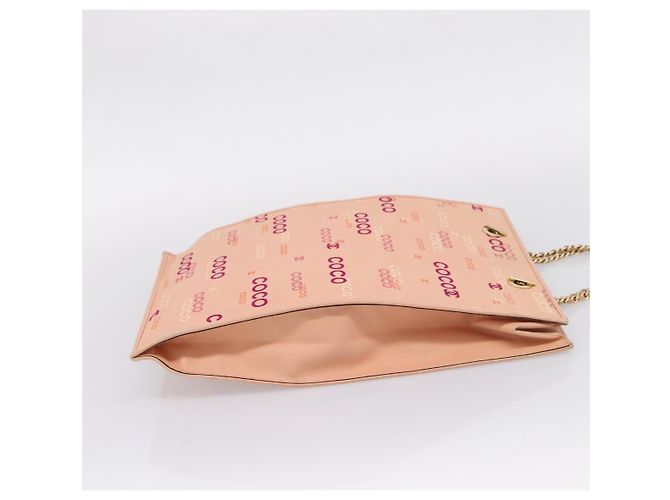 CHANEL Chain Tote Bag Canvas Pink Gold CC - vista 4