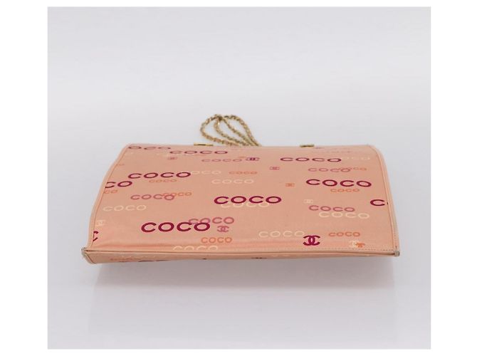CHANEL Chain Tote Bag Canvas Pink Gold CC - vista 5
