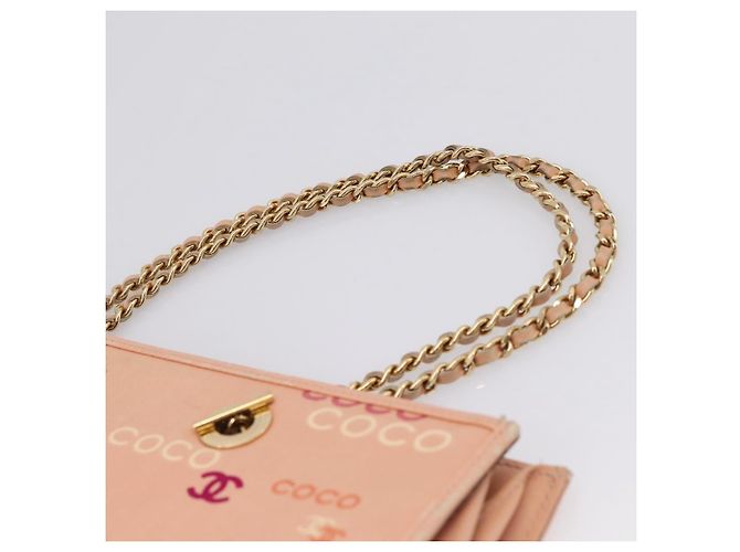 CHANEL Chain Tote Bag Canvas Pink Gold CC - vista 8