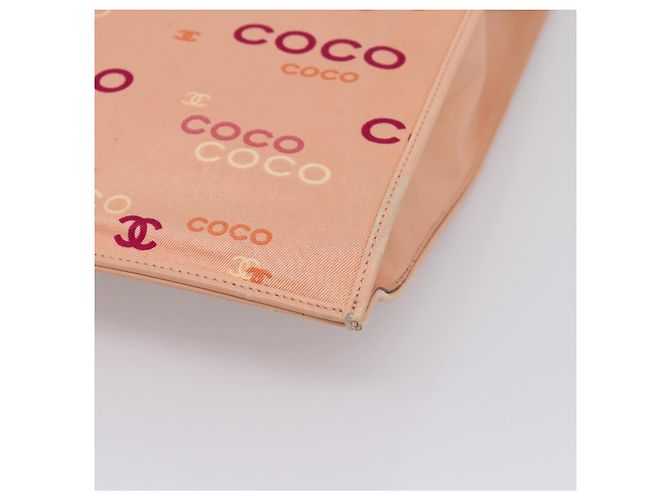 CHANEL Chain Tote Bag Canvas Pink Gold CC - vista 9
