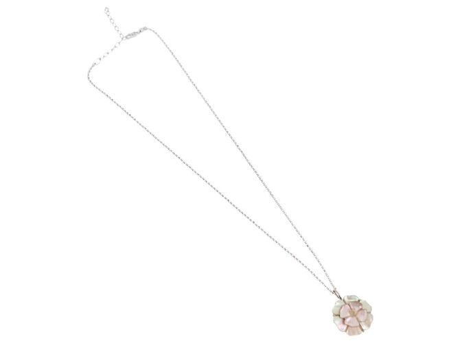 CHANEL Camelia Necklace metal Silver CC - vista 2