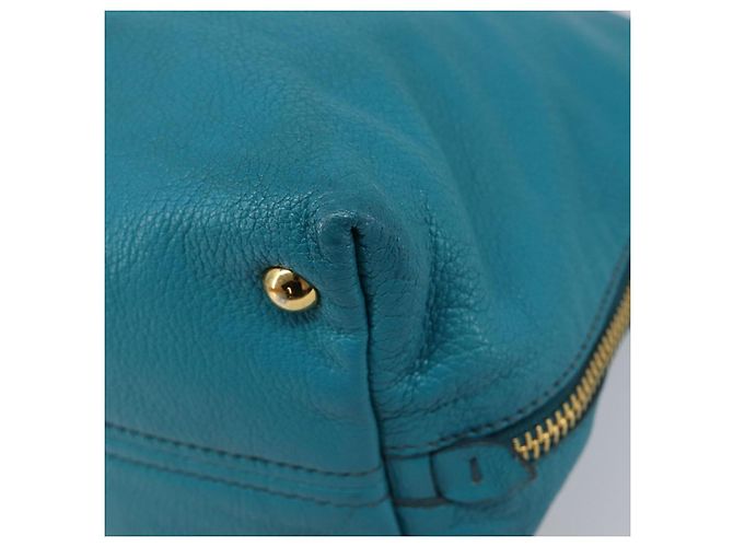 Miu Miu Tote Bag Leather Light Blue Gold - vista 15