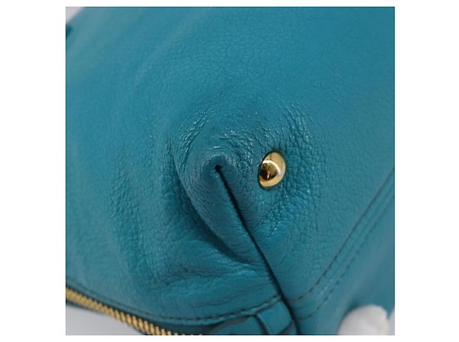 Miu Miu Tote Bag Leather Light Blue Gold - vista 16