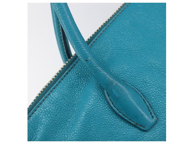 Miu Miu Tote Bag Leather Light Blue Gold - vista 19
