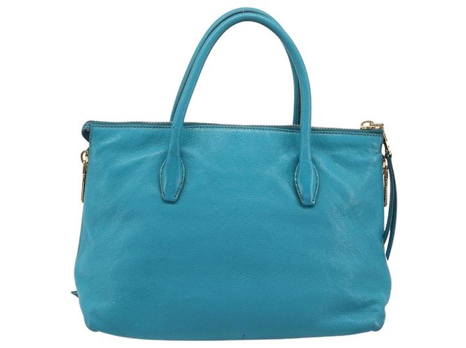 Miu Miu Tote Bag Leather Light Blue Gold - vista 2