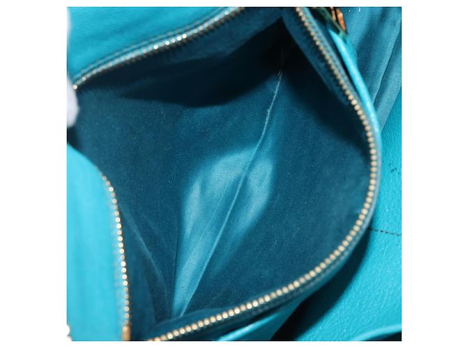 Miu Miu Tote Bag Leather Light Blue Gold - vista 27