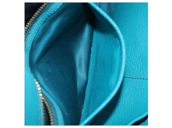 Miu Miu Tote Bag Leather Light Blue Gold - vista 28