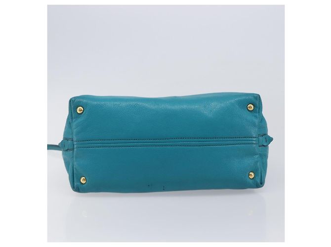 Miu Miu Tote Bag Leather Light Blue Gold - vista 5