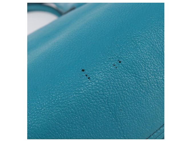 Miu Miu Tote Bag Leather Light Blue Gold - vista 9