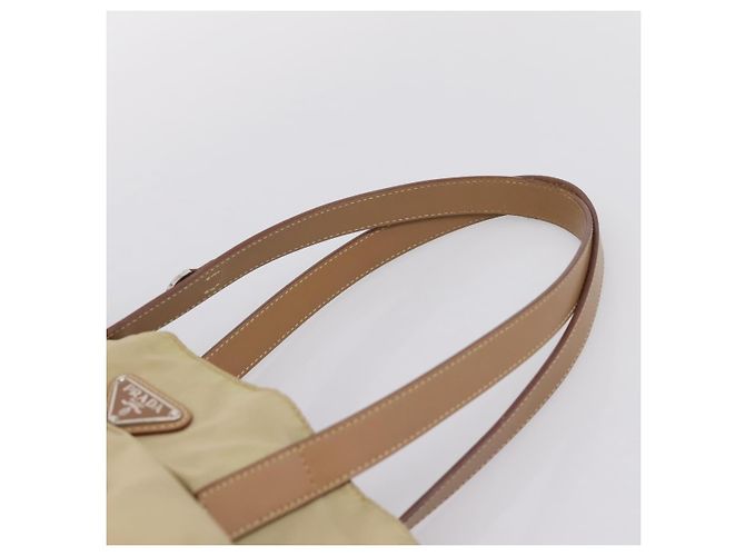 PRADA Tote Bag Nylon Beige Silver - vista 14