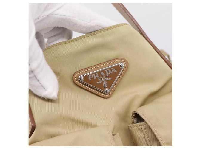 PRADA Tote Bag Nylon Beige Silver - vista 18