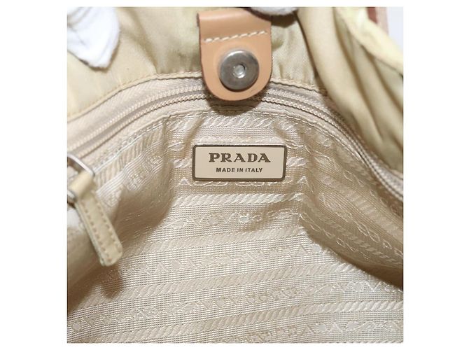PRADA Tote Bag Nylon Beige Silver - vista 20