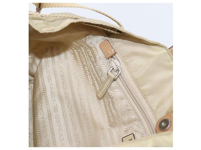 PRADA Tote Bag Nylon Beige Silver - vista 23