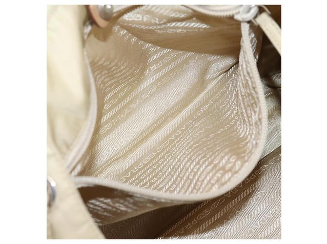 PRADA Tote Bag Nylon Beige Silver - vista 24