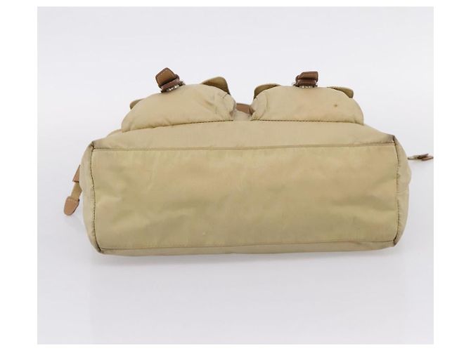 PRADA Tote Bag Nylon Beige Silver - vista 5