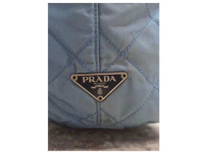 Bolsa Prada Nylon Acolchoado Azul Celeste - vista 9