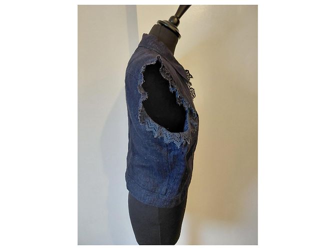 Chanel Jeans-Weste mit Spitzendetails - Ansicht 4