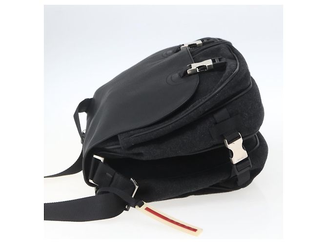 Borsa a spalla Prada in lana nera - vista 3