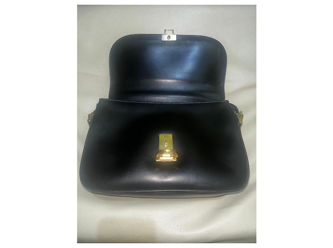 Céline Celine Borsa a tracolla Triomphe in pelle nera - vista 4