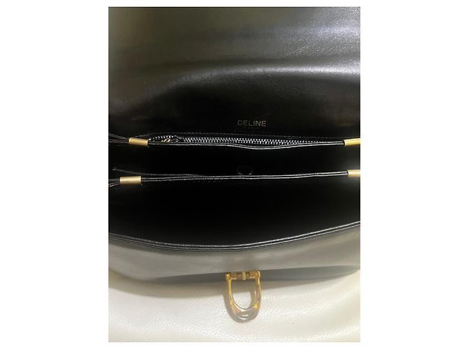 Céline Celine Borsa a tracolla Triomphe in pelle nera - vista 5