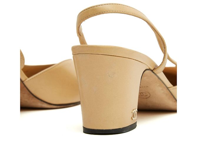 Chanel Décolleté Slingback Classiche Beige Nero EU 38.5 - vista 5