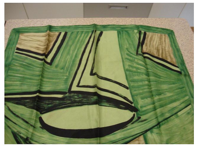 Vintage Foulard in seta con stampa astratta verde e nera - vista 2