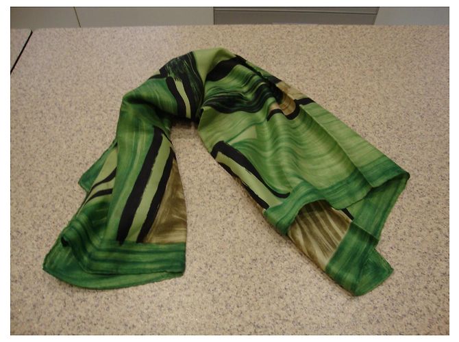 Vintage Foulard in seta con stampa astratta verde e nera - vista 5