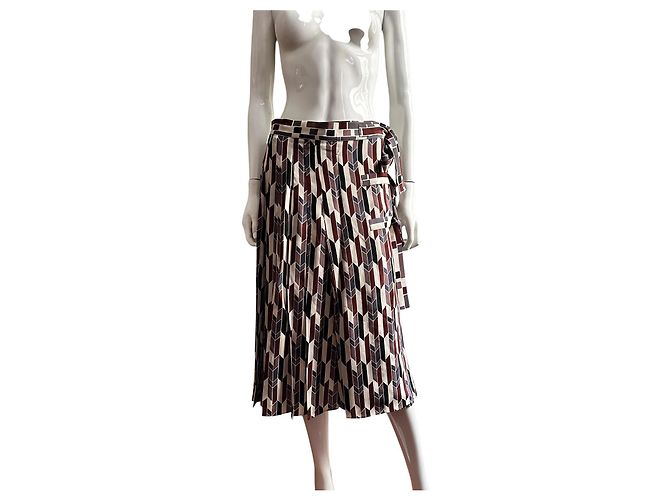 Falda midi Bottega Veneta seda estampado geométrico - vista 10