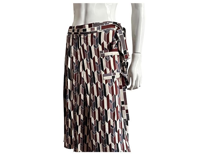 Falda midi Bottega Veneta seda estampado geométrico - vista 11