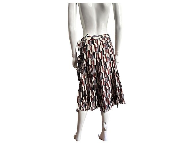 Falda midi Bottega Veneta seda estampado geométrico - vista 12