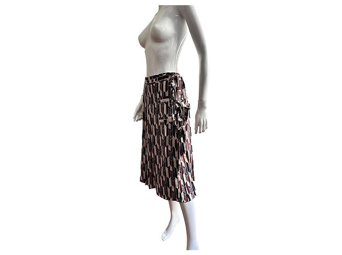Falda midi Bottega Veneta seda estampado geométrico - vista 13