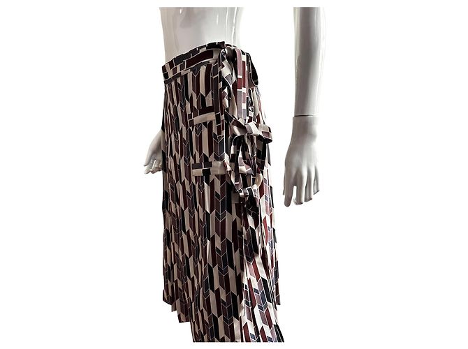 Falda midi Bottega Veneta seda estampado geométrico - vista 14