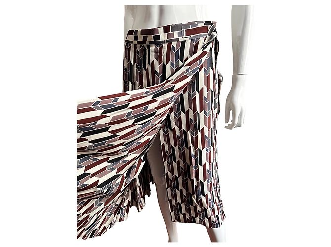 Falda midi Bottega Veneta seda estampado geométrico - vista 15