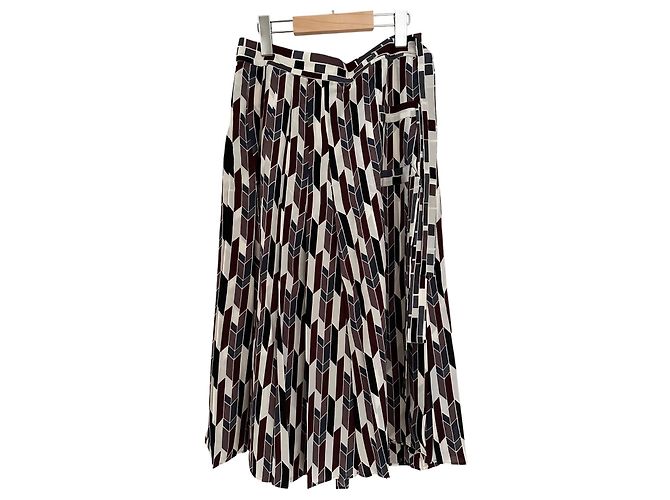 Falda midi Bottega Veneta seda estampado geométrico - vista 2