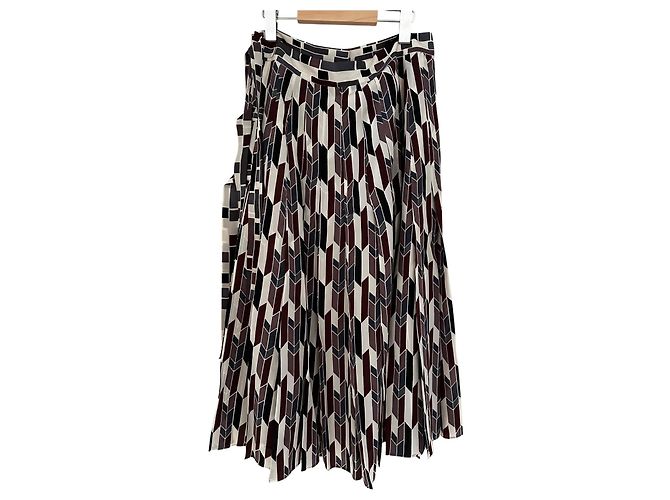 Falda midi Bottega Veneta seda estampado geométrico - vista 3