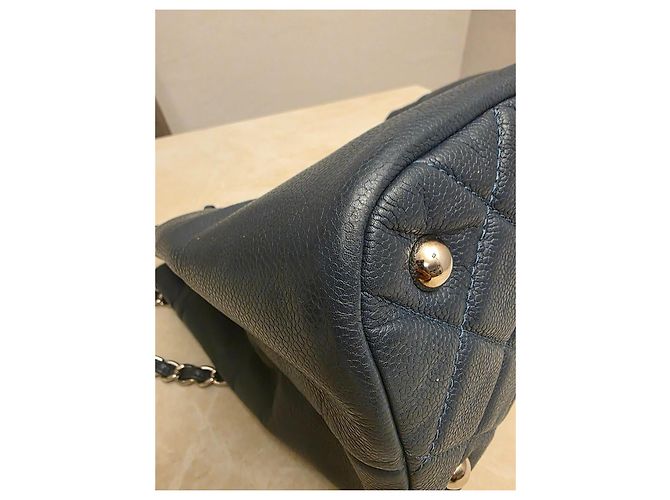 Timeless Chanel Shopper borsa pelle trapuntata blu navy - vista 4