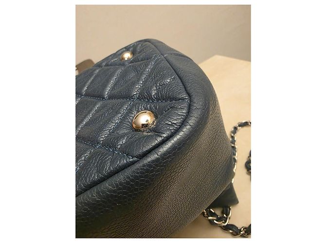 Timeless Chanel Shopper borsa pelle trapuntata blu navy - vista 6