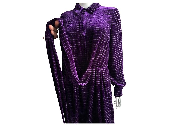 Bottega Veneta Lila Samt-Hemdkleid - Ansicht 10