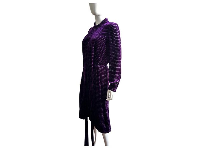 Bottega Veneta Lila Samt-Hemdkleid - Ansicht 11