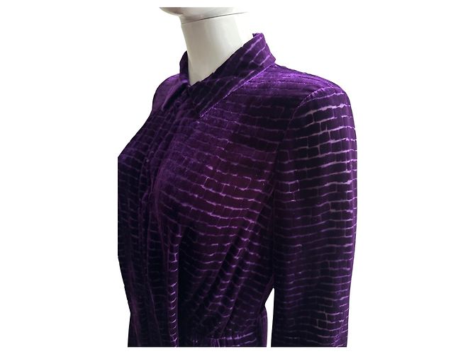 Bottega Veneta Lila Samt-Hemdkleid - Ansicht 12
