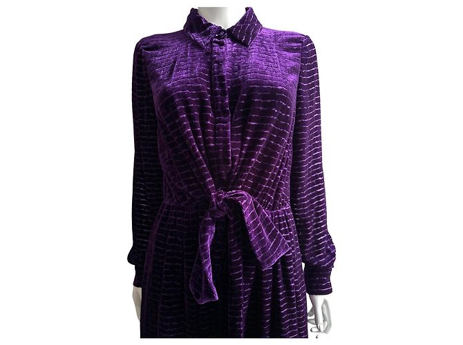 Bottega Veneta Lila Samt-Hemdkleid - Ansicht 14