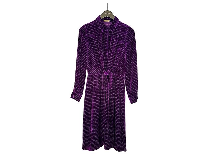 Bottega Veneta Lila Samt-Hemdkleid - Ansicht 2