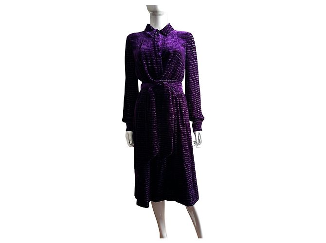 Bottega Veneta Lila Samt-Hemdkleid - Ansicht 7