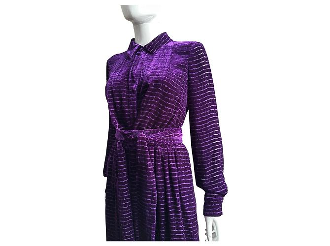 Bottega Veneta Lila Samt-Hemdkleid - Ansicht 8
