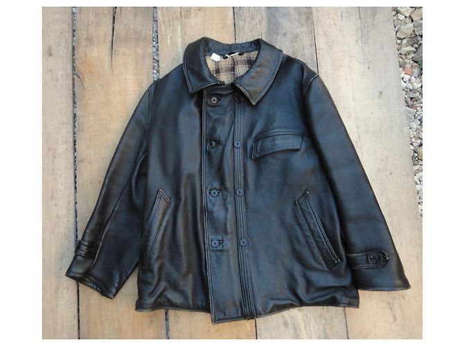 Autre Marque Giacca in pelle nera stile workwear francese - vista 2